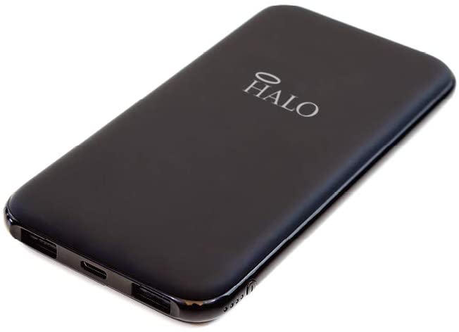 HALO Pocket Power 10000 Portable Charger Power Bank for Phone and Tablet - High-Speed TSA Approved 10000mAh Battery Pack 1 Type C USB Port, 1 Standard USB Port and Micro USB Cable � Black